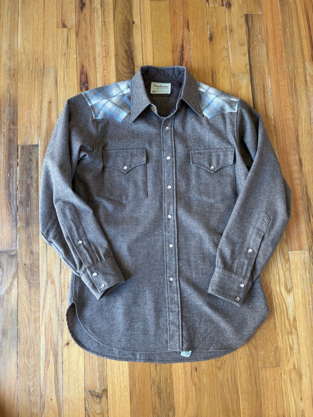 Vintage Pendleton Wool Western Pearl Snap Button Down w/ Plaid Yoke Men's Medium